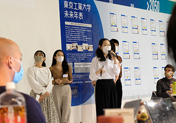 1st-year student Saw Kay Khine Oo sharing ideas of Group D