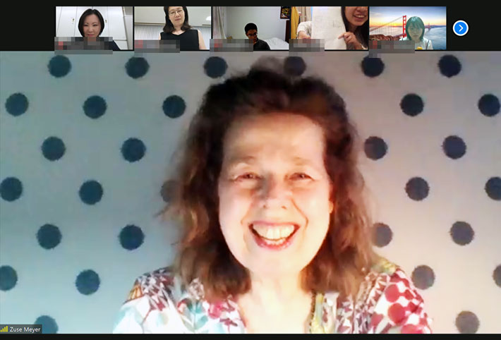 Artist Mayer conducting online seminar with Tokyo Tech students