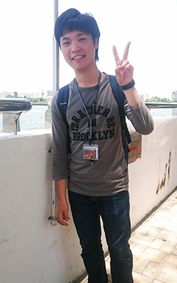 Visiting Thailand: Kataoka at Chao Phraya River (left) and demonstrating how to make organic washing liquid
