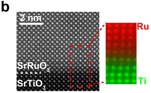 図5b:SrRuO3薄膜の電子顕微鏡像。