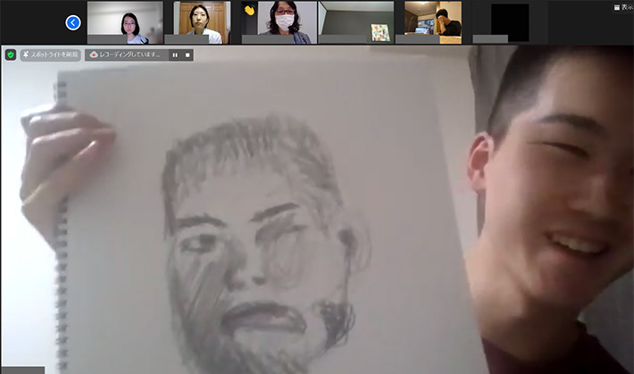 描きなれない一筆書きで出来上がった自画像