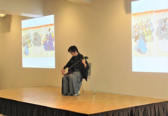 歌舞伎十八番の勧進帳から長唄三味線を披露する杵屋浅吉さん