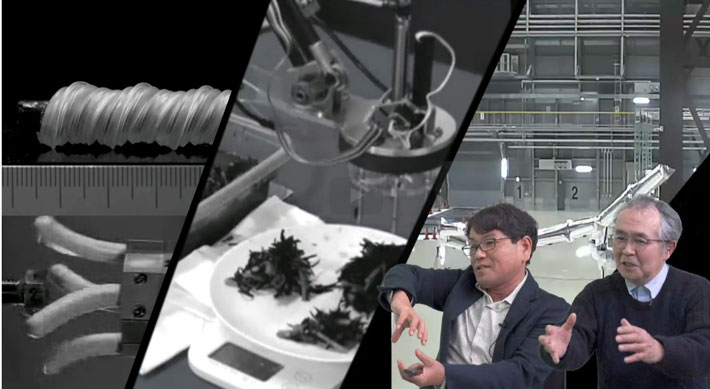 鈴森教授(右)と遠藤教授(左)が語るロボットと超スマート社会