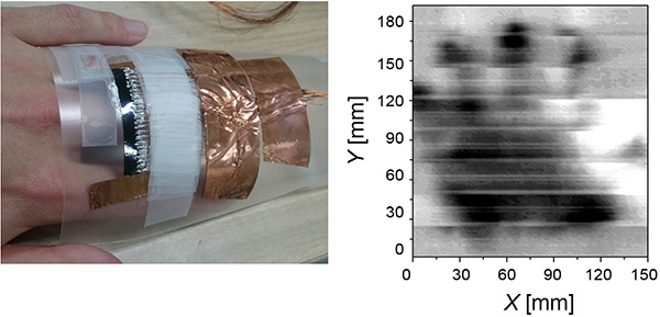 人体に装着可能なウェアラブルテラヘルツカメラと手のテラヘルツ画像