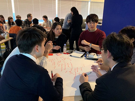 NECでの合同グループディスカッションの様子